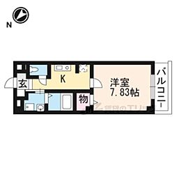 カルムアビタシオン大将軍II 2階1Kの間取り