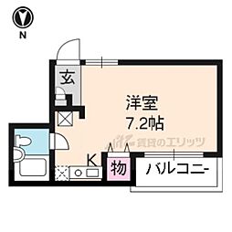 阪急京都本線 西院駅 徒歩5分の賃貸マンション 2階1Kの間取り