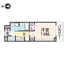 京楽 1階1Kの間取り