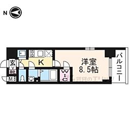 エスプレイス京都RAKUNAN 3階1Kの間取り