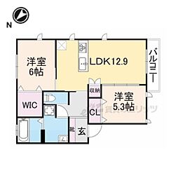 DEEP PADDY FIELD E 3階2LDKの間取り