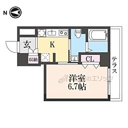 ルミエール京都 1Kの間取図画像