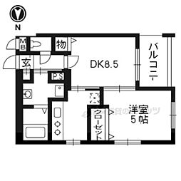 CoCoSANJO 1DKの間取図画像
