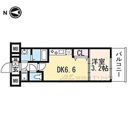 ザガーネットミレニアム京都九条烏丸 1DKの間取図画像