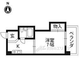 万里小路アベニュー 1Kの間取図画像