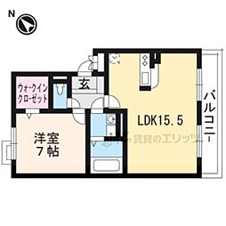 レークタウンA棟 1LDKの間取図画像