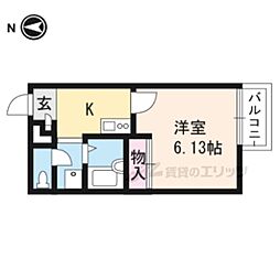 レオパレスボンマルシェ山科 ワンルームの間取図画像