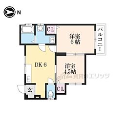 原田マンション 2DKの間取図画像