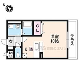 タウンルームけまり 1Kの間取図画像