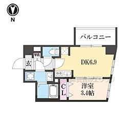 ファステート京都東寺グラン 1DKの間取図画像