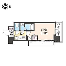 プラシード京都 1Kの間取図画像