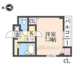 ハウゼ聖護院 1Kの間取図画像