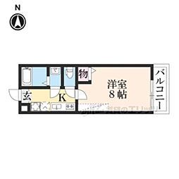 フラッティ有馬町 1Kの間取図画像