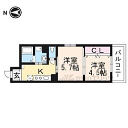 サンオリジン司 2Kの間取図画像