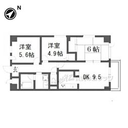パインフィールド吉祥院 3DKの間取図画像
