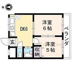 シャトー竹村1 2DKの間取図画像