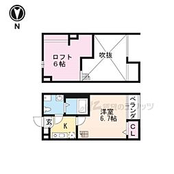 エクル中芝町 1Kの間取図画像