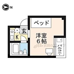 エクラン・ドール 4階1Kの間取り