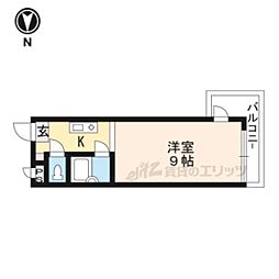 プルミエール勧修寺 5階1Kの間取り