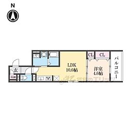 ＤーＲＯＯＭ丹波橋 3階1LDKの間取り