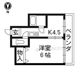 コスモ稲荷 2階1DKの間取り