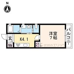 京阪本線 清水五条駅 徒歩6分の賃貸アパート 1階1Kの間取り