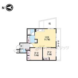 京都地下鉄東西線 椥辻駅 徒歩6分の賃貸マンション 1階2LDKの間取り