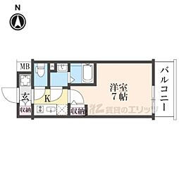 エステムコート京都祥邸 4階1Kの間取り