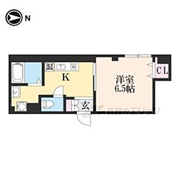 京阪本線 祇園四条駅 徒歩8分の賃貸マンション 2階1Kの間取り