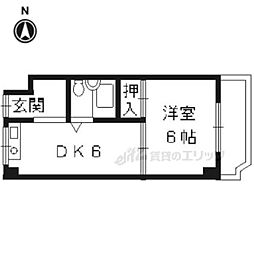 阪急京都本線 大宮駅 徒歩7分の賃貸マンション 2階1DKの間取り