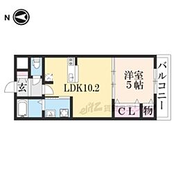 マリーベルウィング 2階1LDKの間取り