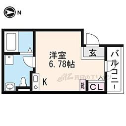 ＫＹＯＴＯ　ＨＯＵＳＥ西寺 1階ワンルームの間取り