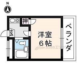 京阪宇治線 六地蔵駅 徒歩2分の賃貸マンション 3階1Kの間取り