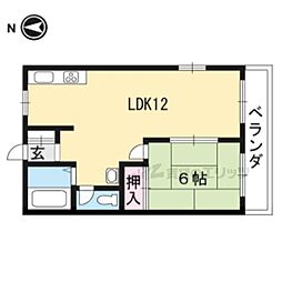 グランドール伏見 2階1LDKの間取り