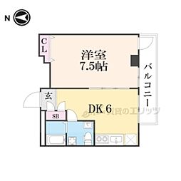 京阪本線 祇園四条駅 徒歩8分の賃貸マンション 6階1DKの間取り