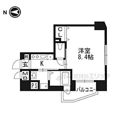 ベラジオ京都烏丸十条 7階1Kの間取り