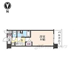 ソルテラス京都JUJO薫 6階1Kの間取り