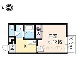 JR東海道・山陽本線 山科駅 徒歩15分の賃貸アパート 2階ワンルームの間取り