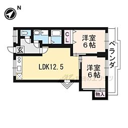 アーバンライフ醍醐 2階2LDKの間取り