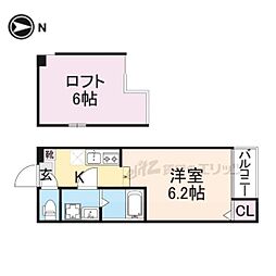 エスカラーダTAKEDA 2階ワンルームの間取り