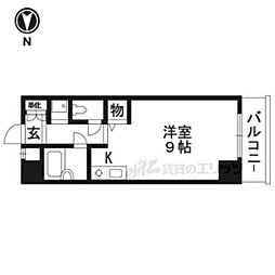 ＤＥＴＯＭ−1烏丸五条 3階ワンルームの間取り