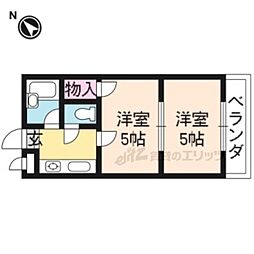 プランドール勧修寺 4階2Kの間取り