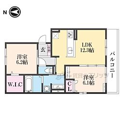 Ｂｅｌｌ　ｓｏａｒ 2階2LDKの間取り