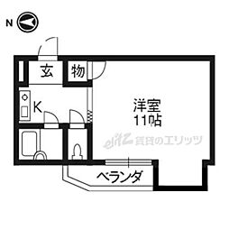 京阪本線 丹波橋駅 徒歩5分の賃貸マンション 1階1Kの間取り