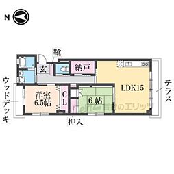 グッドヒル伏見 1階2LDKの間取り