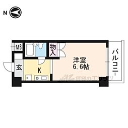 エリッツ10 6階1Kの間取り