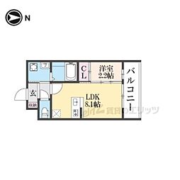 近鉄京都線 東寺駅 徒歩6分の賃貸マンション 3階1LDKの間取り