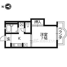 JR山陰本線 丹波口駅 徒歩4分の賃貸アパート 1階1Kの間取り