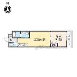 LEI椥辻 1LDKの間取図画像