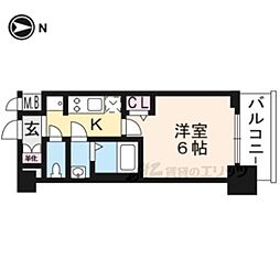 京都市営烏丸線 九条駅 徒歩7分の賃貸マンション 3階1Kの間取り